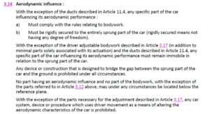 Article 3.14 règlement technique F1 2017