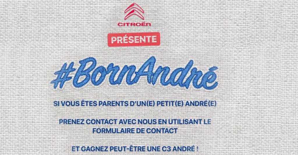 Votre enfant André(e) est né(e) le 4 juin 2019 ? Citroën vous offre une C3