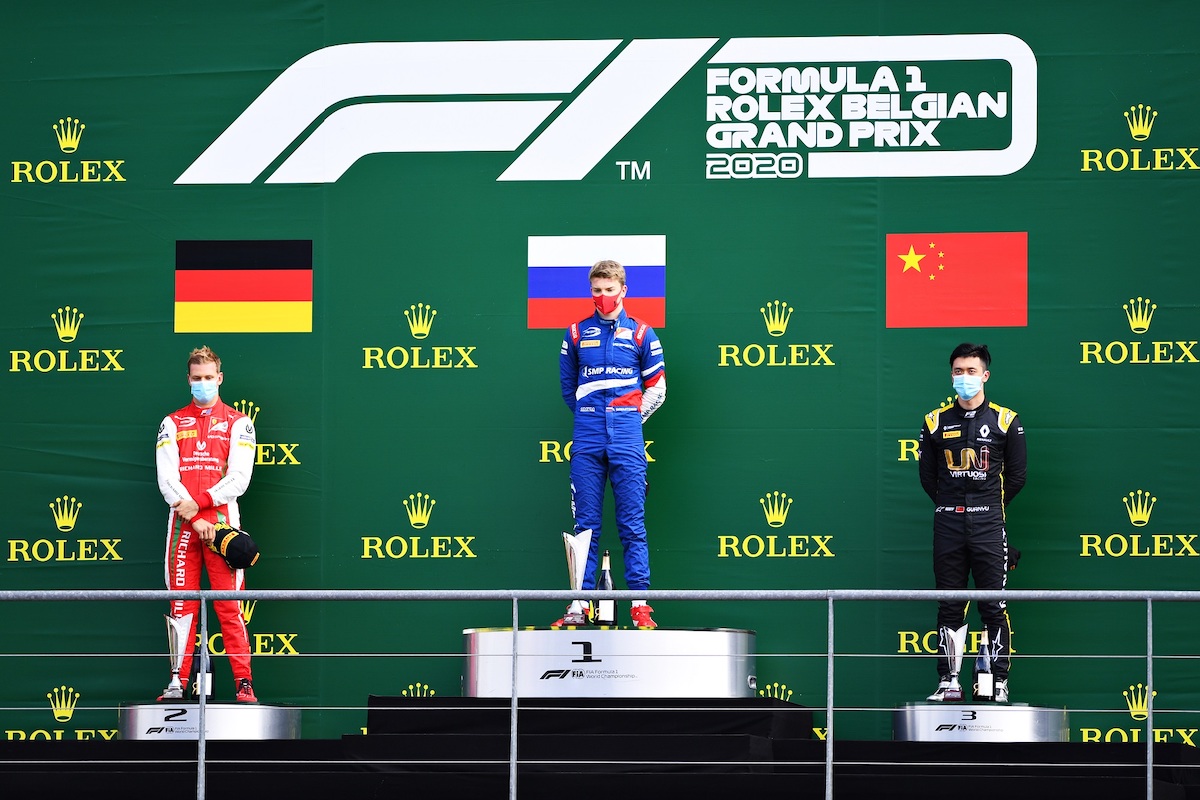 Schumacher, Shwartzman and Zhou FIA F2 2020 Spa Race 2