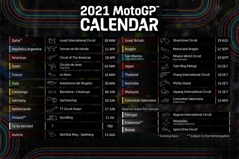 Calendrier 2021 MotoGP