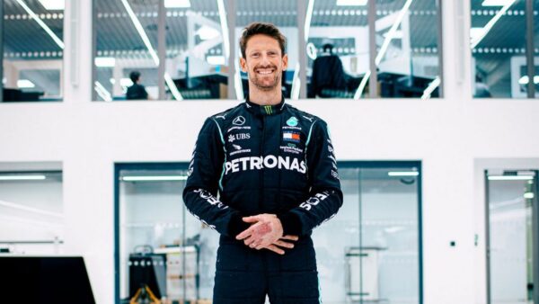 Grosjean en test dans la Mercedes lors du Grand Prix de France