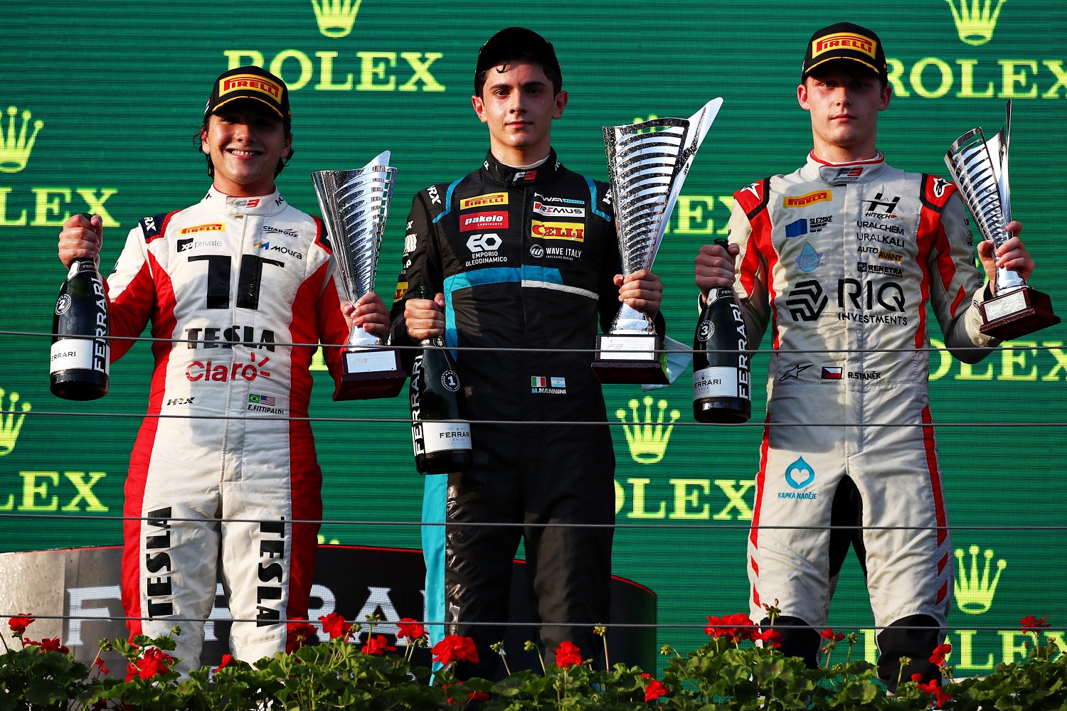 Matteo Nannini, Enzo Fittipaldi & Roman Stanek (C) Formula Motorsport Limited podium race 2 FIA F3 Hongrie 2021