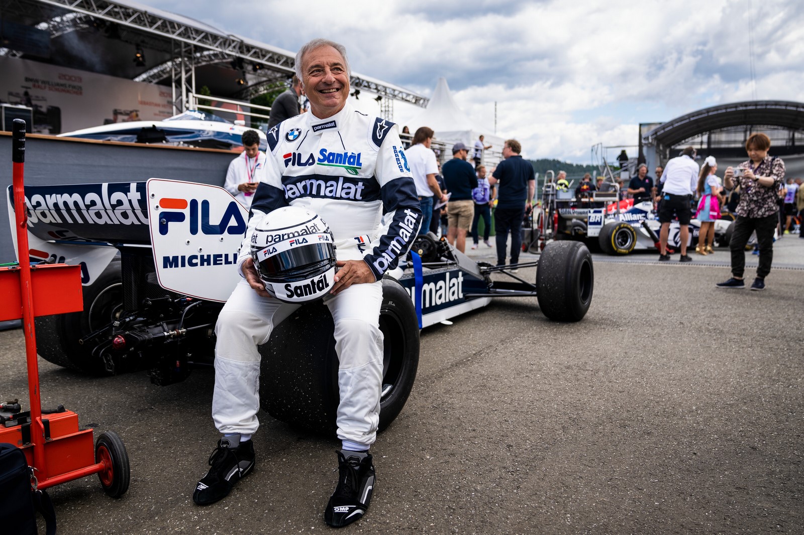 Riccardo Patrese et sa Brabham-BMW BT52 lors de la Legends Parade au Grand Prix d'Autriche 2022
