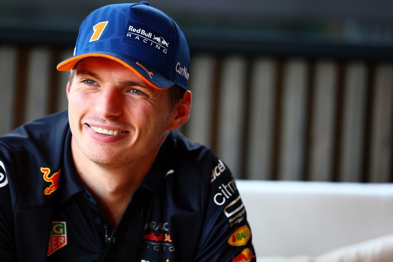 Verstappen en interview dans les hospitalités Red Bull au Grand Prix de Belgique 2022