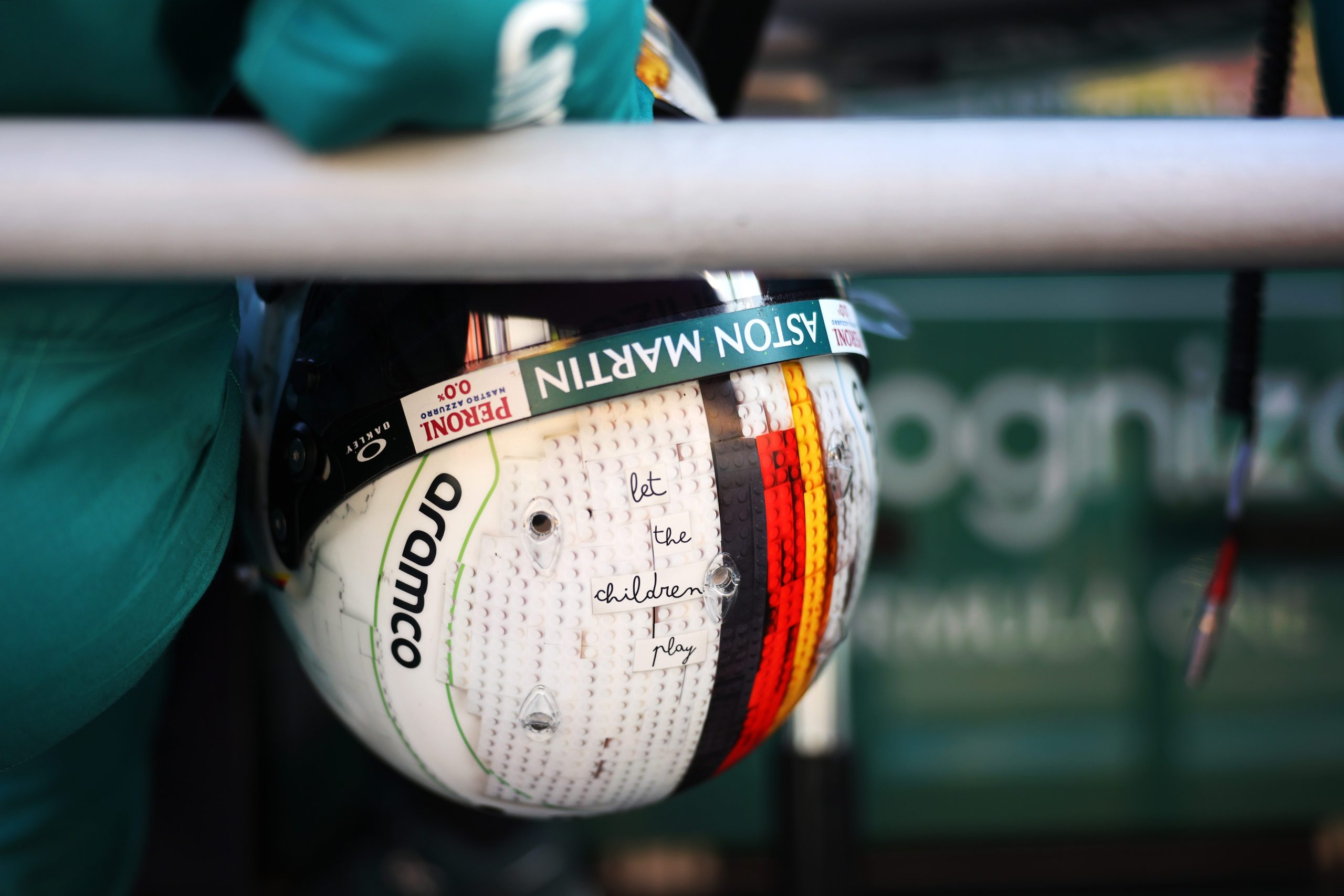 Les détails du casque de Sebastian Vettel lors du Grand Prix de Hongrie 2022