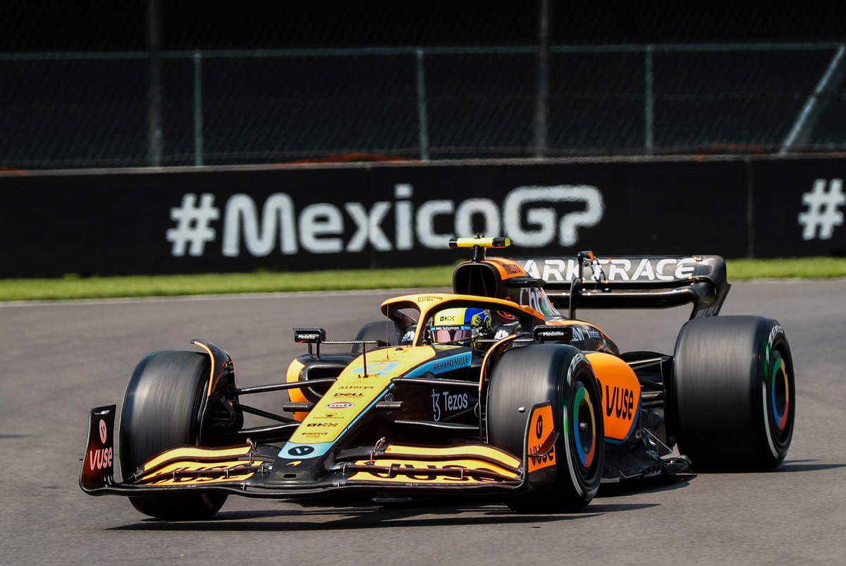 Lando Norris dans la McLaren au GP de Mexico 2022