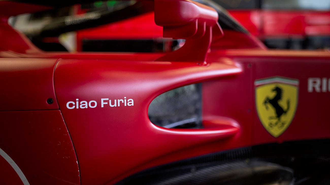 Autocollant "Ciao Furia" sur la F1-75 au Grand Prix de Sao Paulo 2022