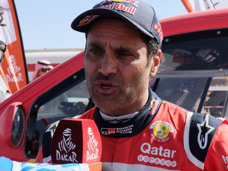 Nasser Al-Attiyah à l'arrivée du Prologue du Dakar 2023