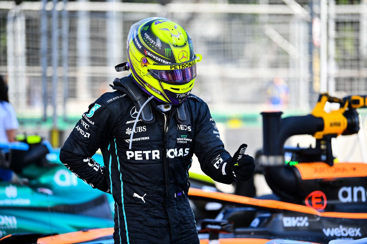 Lewis Hamilton apres la course a Baku