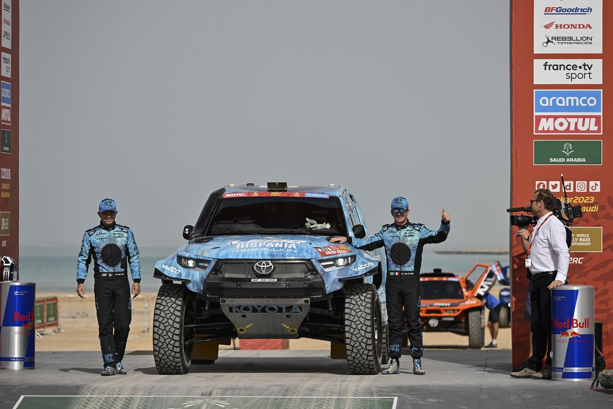 Romain Dumas au départ d'une étape au Dakar 2023
