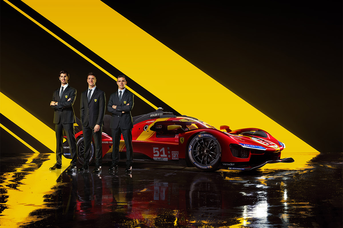 Alessandro Pier Guidi, James Calado et Antonio Giovinazzi ensemble dans la Ferrari 499P n°51 en FIA WEC en 2023