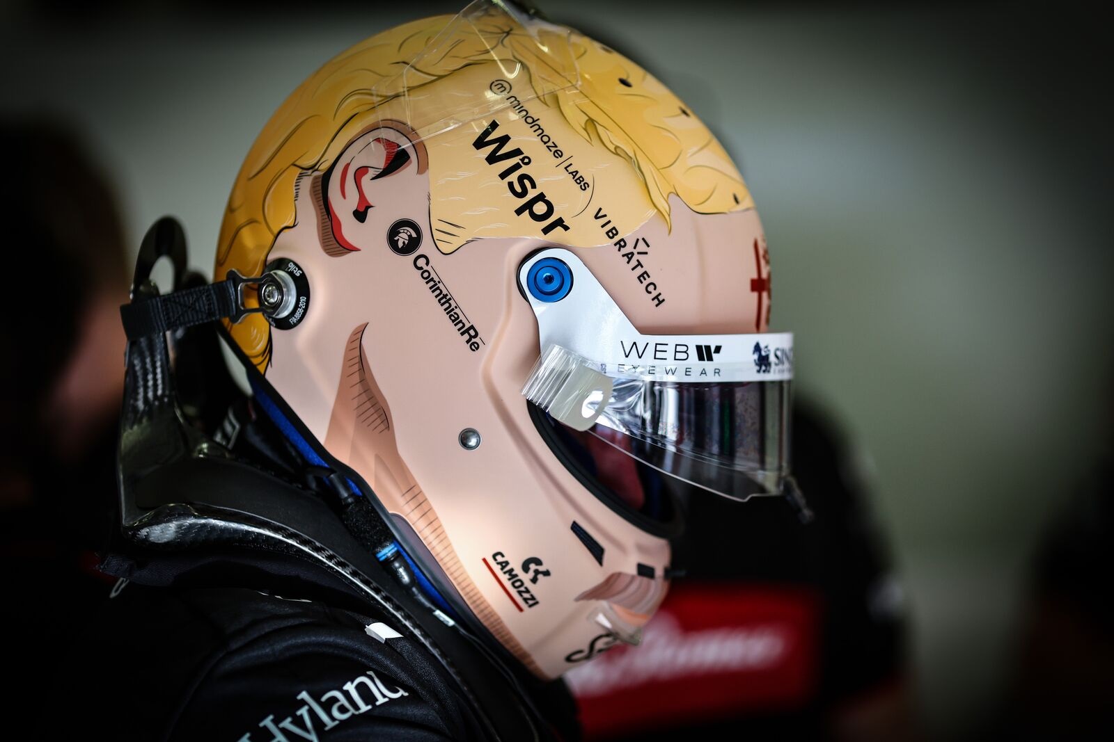 Le casque spécial "mulet" de Valtteri Bottas aux essais de présaison à Bahreïn 2023