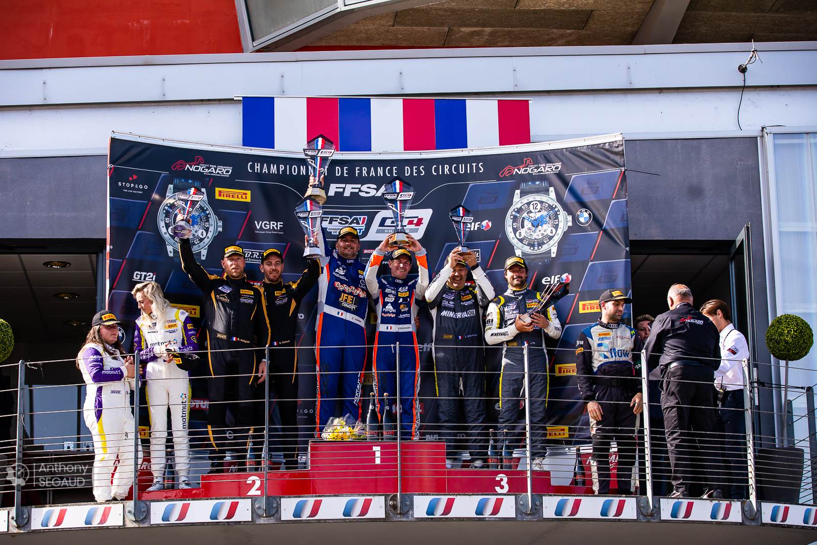 Le podium en Pro-Am à la Course 1 à Nogaro - FFSA GT