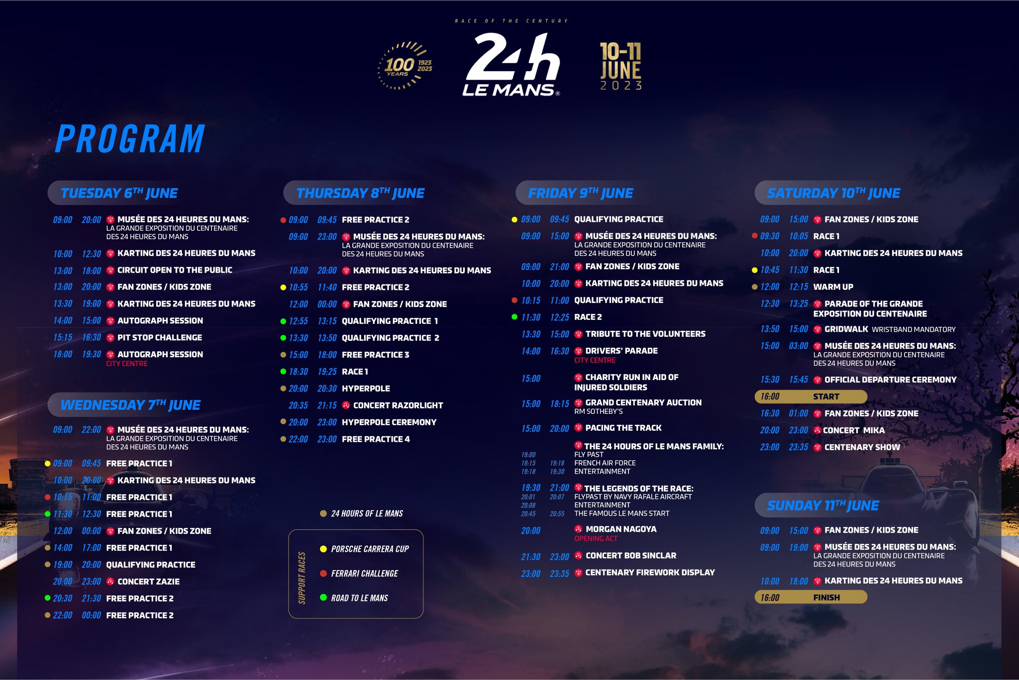 Le programme 2023 des 24 Heures du Mans