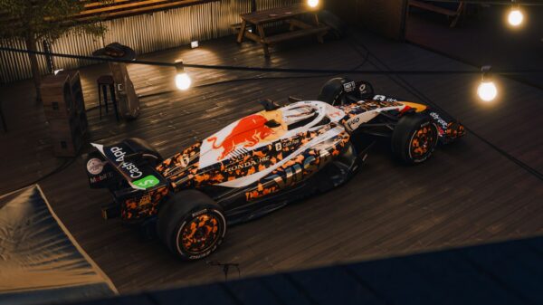 Digital renders of Liam Lawson and Isack Hadjar's VCARB 02 in the 2025 VCARB Austin Special Livery.